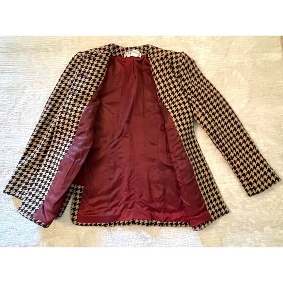 Carlisle Vintage Houndstooth Wool Blend Blazer Womens Sz 6 Jacket Professional - Picture 3 of 12